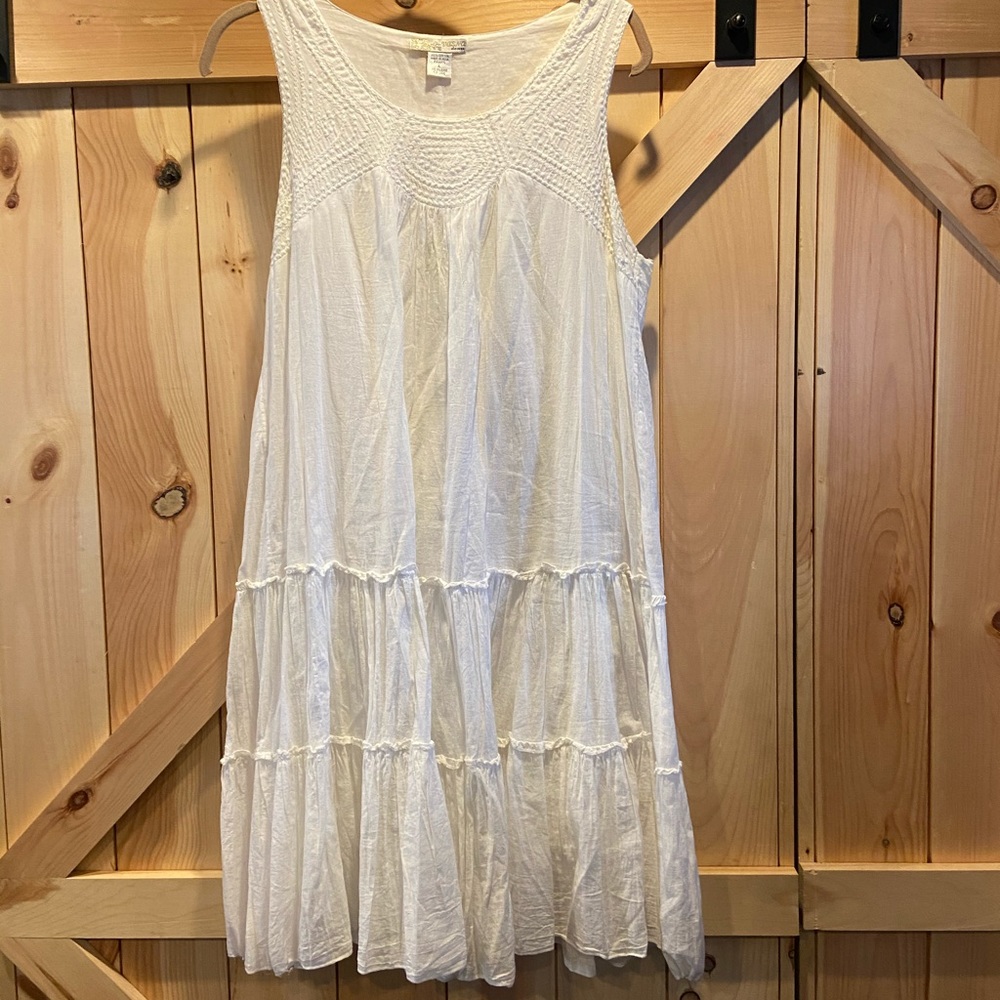 Cotton Embroidered Bib Dress, L